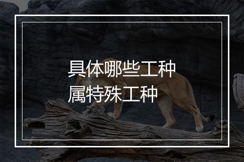 具体哪些工种属特殊工种