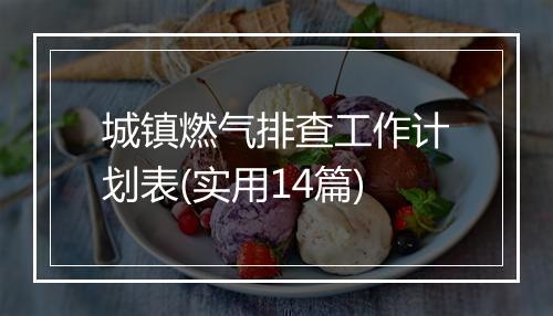 城镇燃气排查工作计划表(实用14篇)