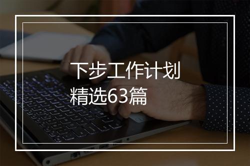 下步工作计划精选63篇