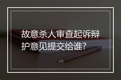 故意杀人审查起诉辩护意见提交给谁?