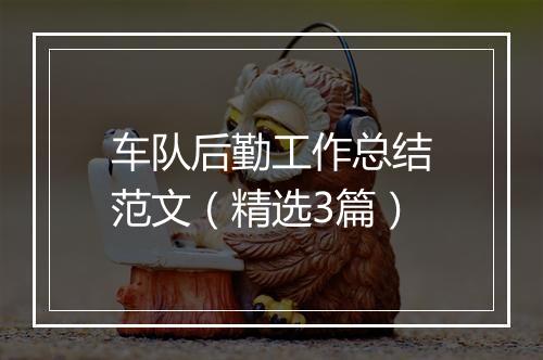 车队后勤工作总结范文（精选3篇）