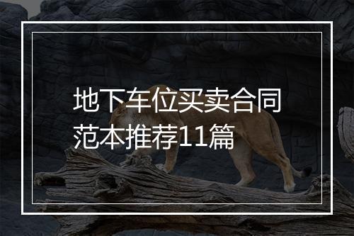 地下车位买卖合同范本推荐11篇