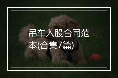 吊车入股合同范本(合集7篇)