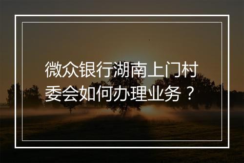 微众银行湖南上门村委会如何办理业务？