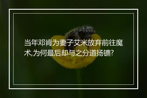 当年邓肯为妻子艾米放弃前往魔术,为何最后却与之分道扬镳?