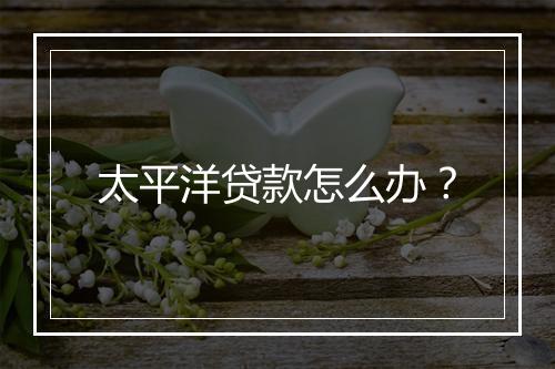 太平洋贷款怎么办？