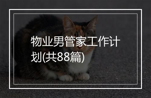 物业男管家工作计划(共88篇)