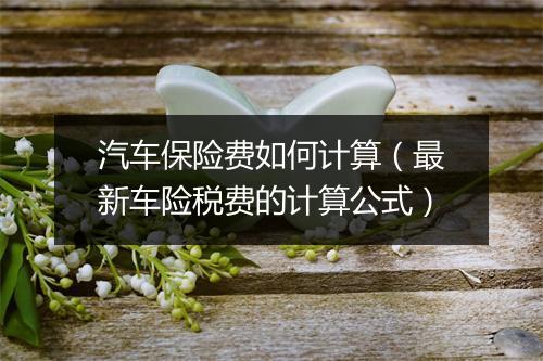 汽车保险费如何计算（最新车险税费的计算公式）