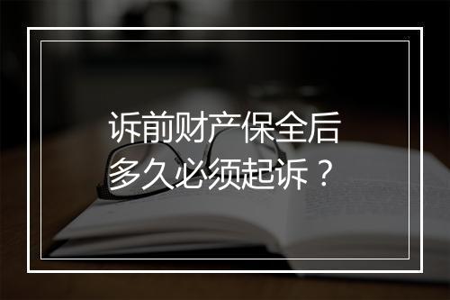 诉前财产保全后多久必须起诉？