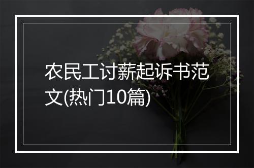 农民工讨薪起诉书范文(热门10篇)