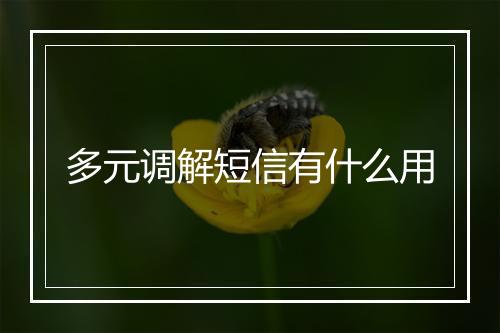 多元调解短信有什么用