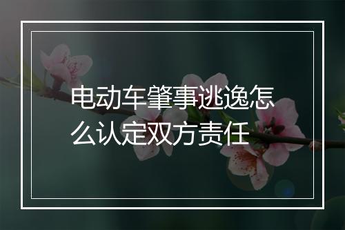 电动车肇事逃逸怎么认定双方责任