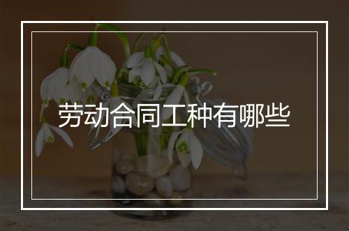 劳动合同工种有哪些
