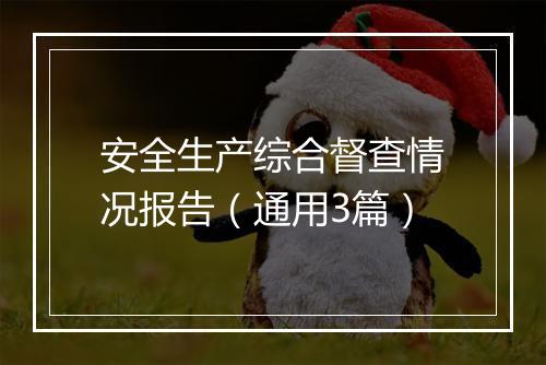 安全生产综合督查情况报告（通用3篇）