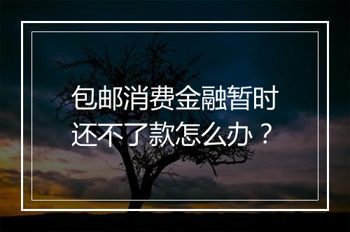 包邮消费金融暂时还不了款怎么办？