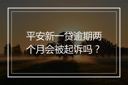 平安新一贷逾期两个月会被起诉吗？
