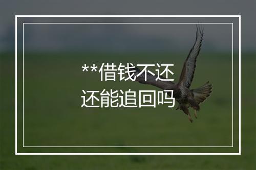 **借钱不还还能追回吗