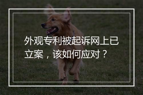 外观专利被起诉网上已立案，该如何应对？