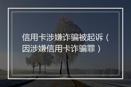 信用卡涉嫌诈骗被起诉（因涉嫌信用卡诈骗罪）