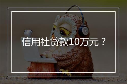 信用社贷款10万元？