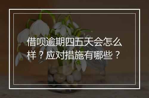 借呗逾期四五天会怎么样？应对措施有哪些？