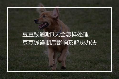 豆豆钱逾期3天会怎样处理,豆豆钱逾期后影响及解决办法