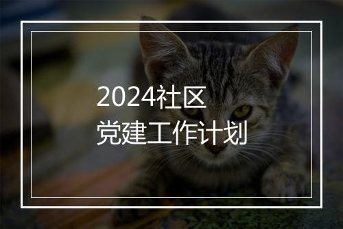 2024社区党建工作计划