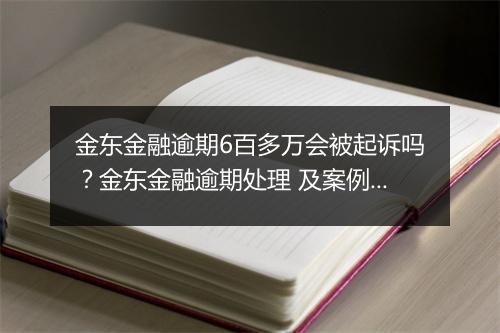 金东金融逾期6百多万会被起诉吗？金东金融逾期处理 及案例分析
