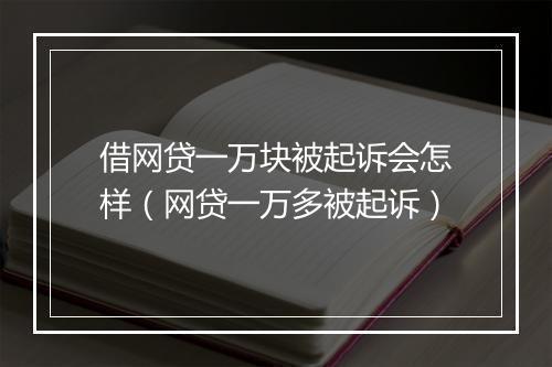借网贷一万块被起诉会怎样（网贷一万多被起诉）