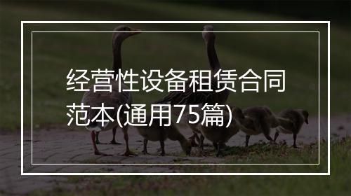 经营性设备租赁合同范本(通用75篇)