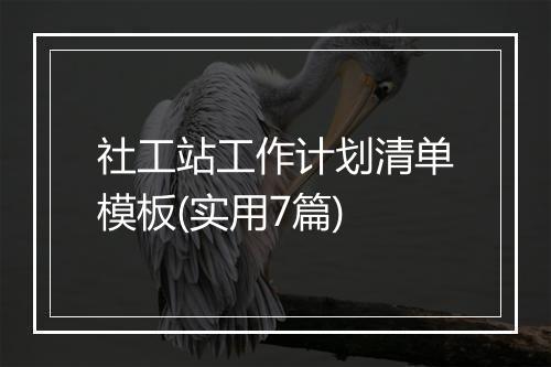 社工站工作计划清单模板(实用7篇)