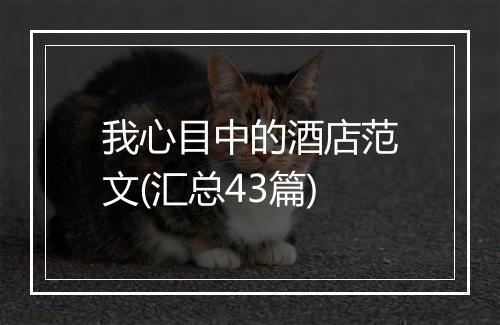 我心目中的酒店范文(汇总43篇)
