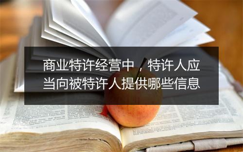 商业特许经营中，特许人应当向被特许人提供哪些信息