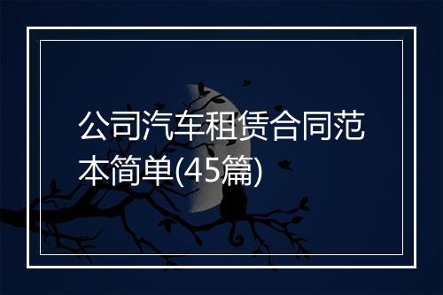 公司汽车租赁合同范本简单(45篇)