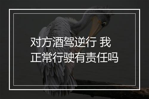 对方酒驾逆行 我正常行驶有责任吗