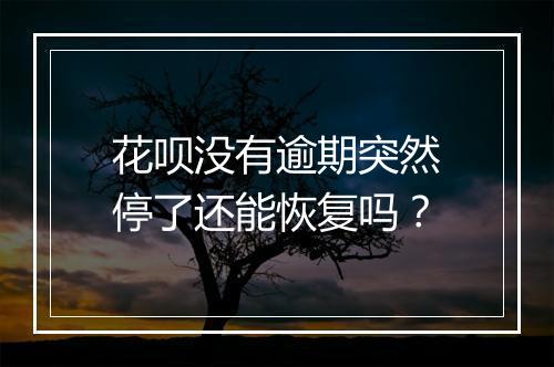 花呗没有逾期突然停了还能恢复吗？