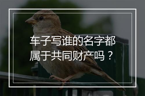 车子写谁的名字都属于共同财产吗？