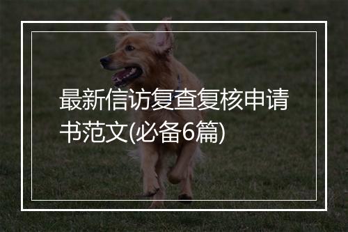 最新信访复查复核申请书范文(必备6篇)