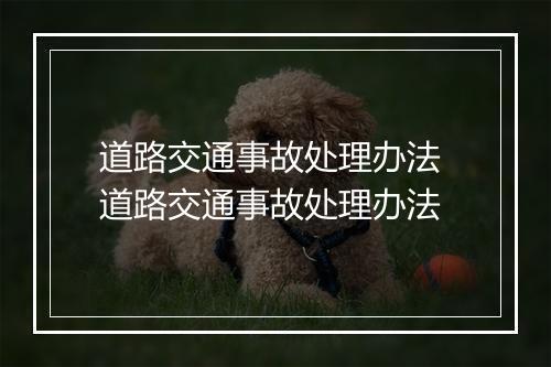 道路交通事故处理办法 道路交通事故处理办法