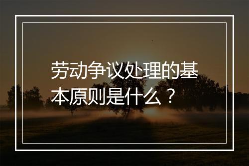 劳动争议处理的基本原则是什么？
