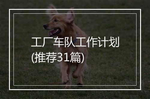 工厂车队工作计划(推荐31篇)