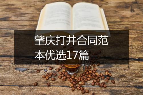 肇庆打井合同范本优选17篇