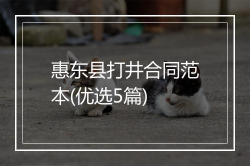 惠东县打井合同范本(优选5篇)