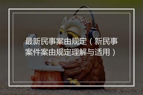 最新民事案由规定（新民事案件案由规定理解与适用）