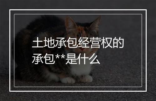 土地承包经营权的承包**是什么