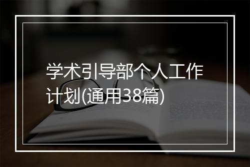 学术引导部个人工作计划(通用38篇)