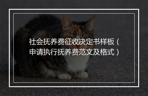 社会抚养费征收决定书样板（申请执行抚养费范文及格式）
