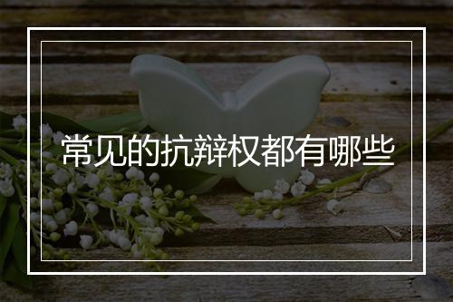 常见的抗辩权都有哪些