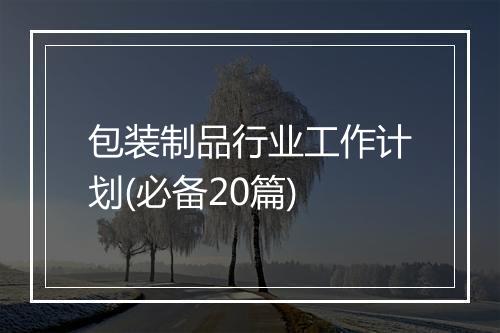 包装制品行业工作计划(必备20篇)
