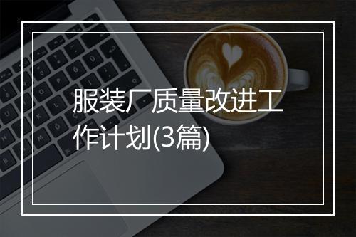 服装厂质量改进工作计划(3篇)